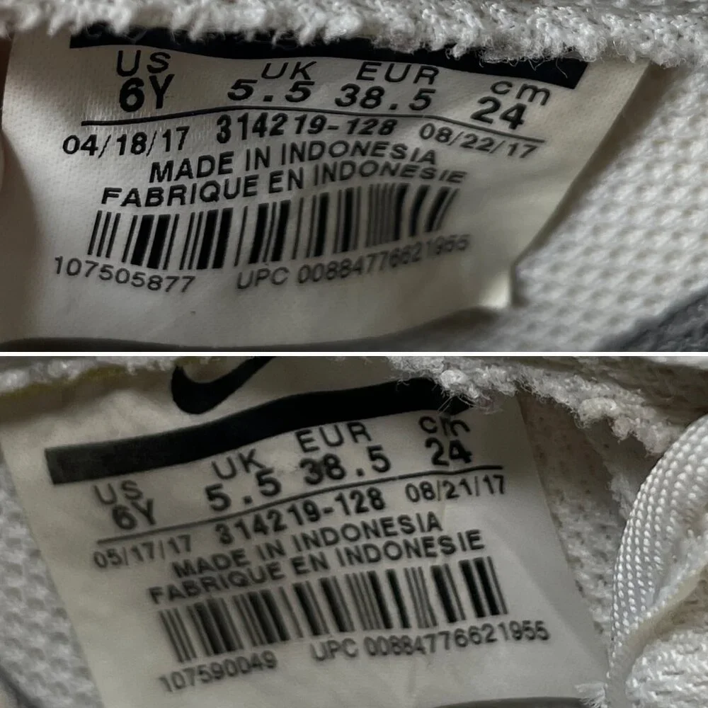 Nike Air Force 1 White Chrome Cream Sneakers Size 6 Youth EU 38.5 - Picture 10 of 16